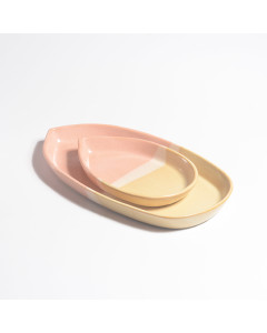 Pink Blossom leaf Ceramic Platter