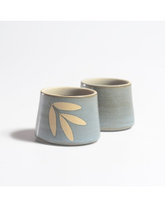 Sky Leaf Imprint Ceramic Tea Cup