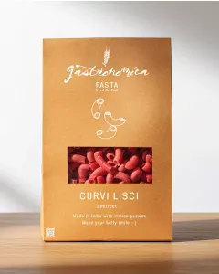 Gastronomica beetroot curvi pasta, artisan Italian-style pasta from Pondicherry