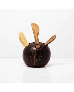 Coconut Shell Spoon & Brush Holder | Handmade Eco-Friendly Kitchen Organizer by EGAI
