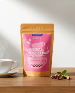 Indian rose chai floral black tea blend by ECOFARE Auroville