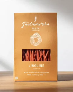 Gastronomica beetroot linguine pasta, traditional Italian-style artisan pasta
