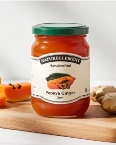 Organic papaya ginger jam by Naturellement handcrafted in Auroville