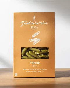 Gastronomica spinach penne pasta, artisan Italian-style pasta tubes